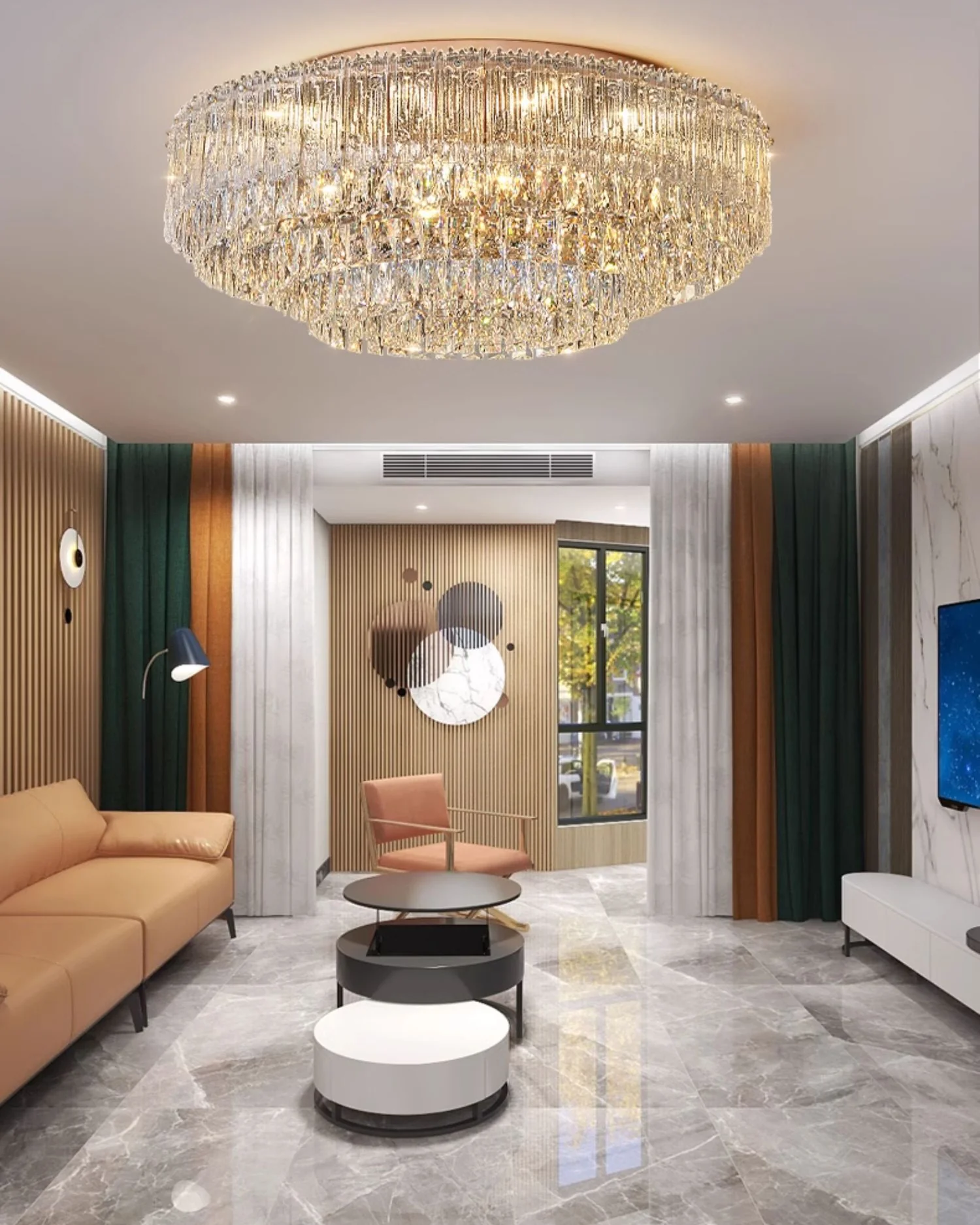 WOMO Crystal Flush Mount Ceiling Light-WM3042 - Image 4