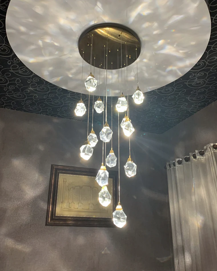 WOMO Rock Crystal Rain Chandelier-WM2189 - Image 10