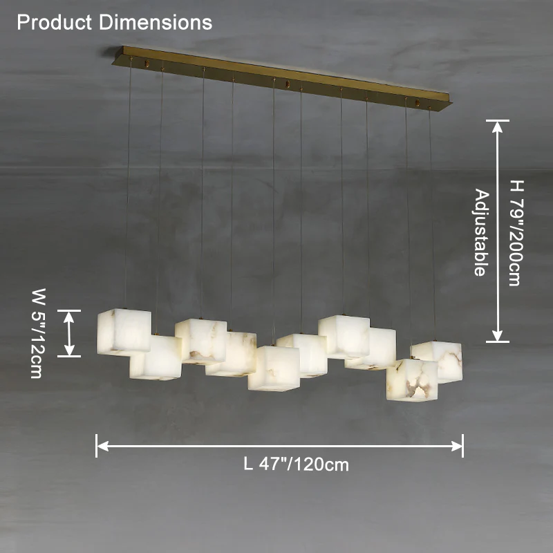 WOMO Cubic Staggered Alabaster Pendant Light-WM2852 - Image 14