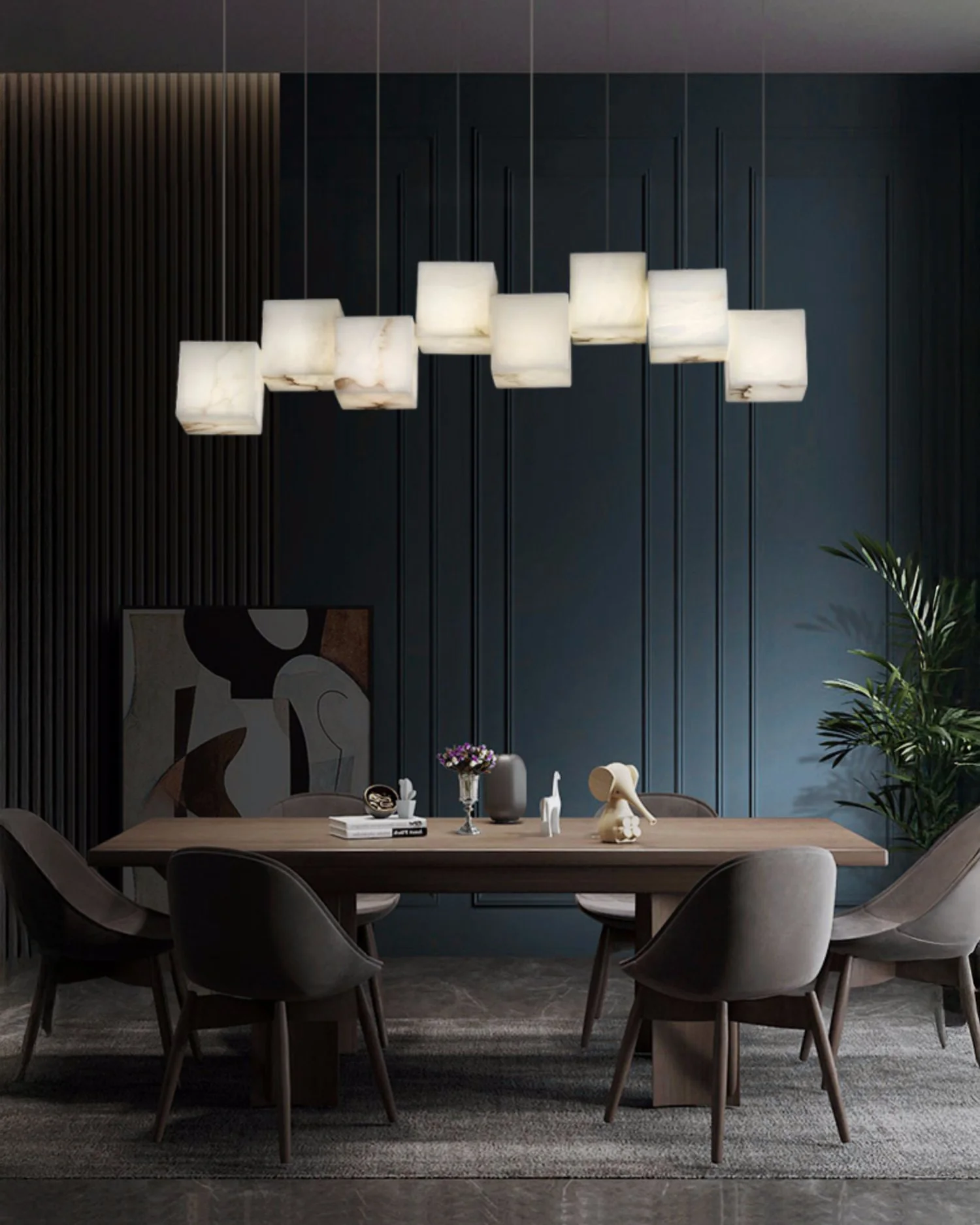 WOMO Cubic Staggered Alabaster Pendant Light-WM2852 - Image 3