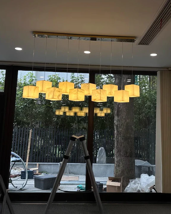 WOMO Cubic Staggered Alabaster Pendant Light-WM2852 - Image 6