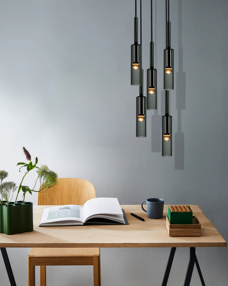 WOMO Cylinder Smoked Glass Chandelier-WM2771 - Image 3