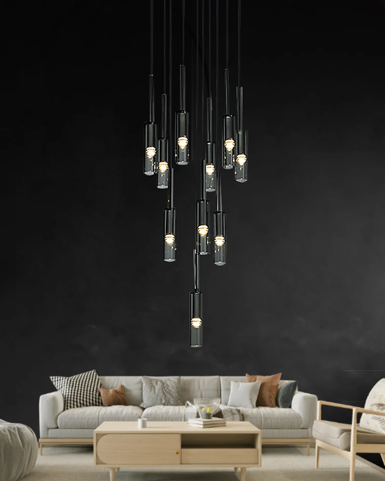 WOMO Cylinder Smoked Glass Chandelier-WM2771 - Image 4