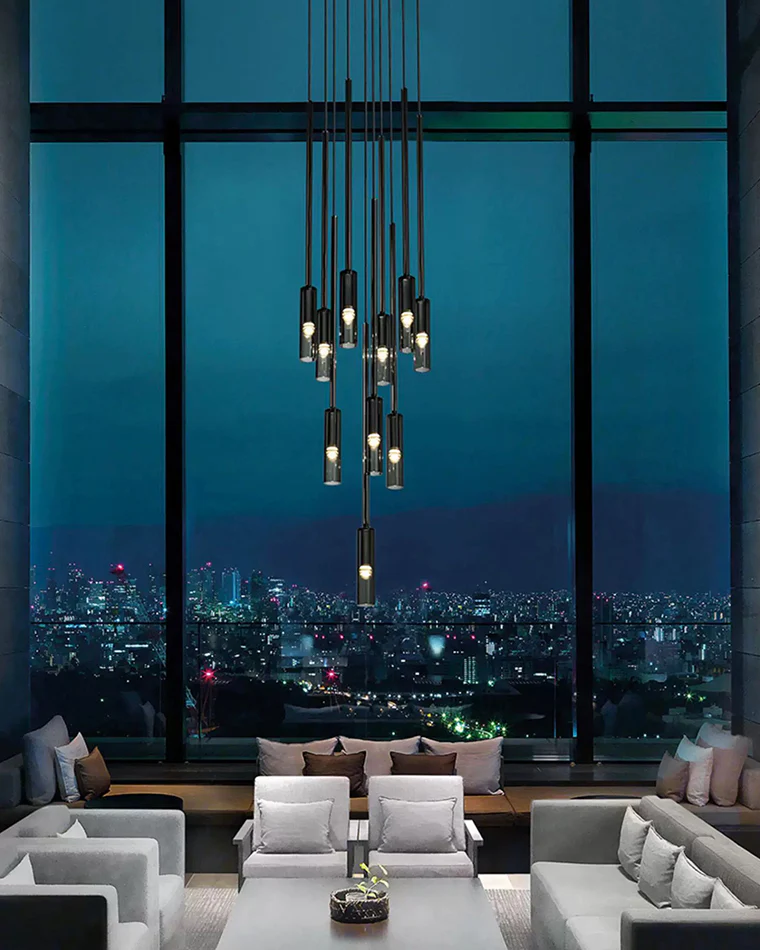 WOMO Cylinder Smoked Glass Chandelier-WM2771 - Image 5