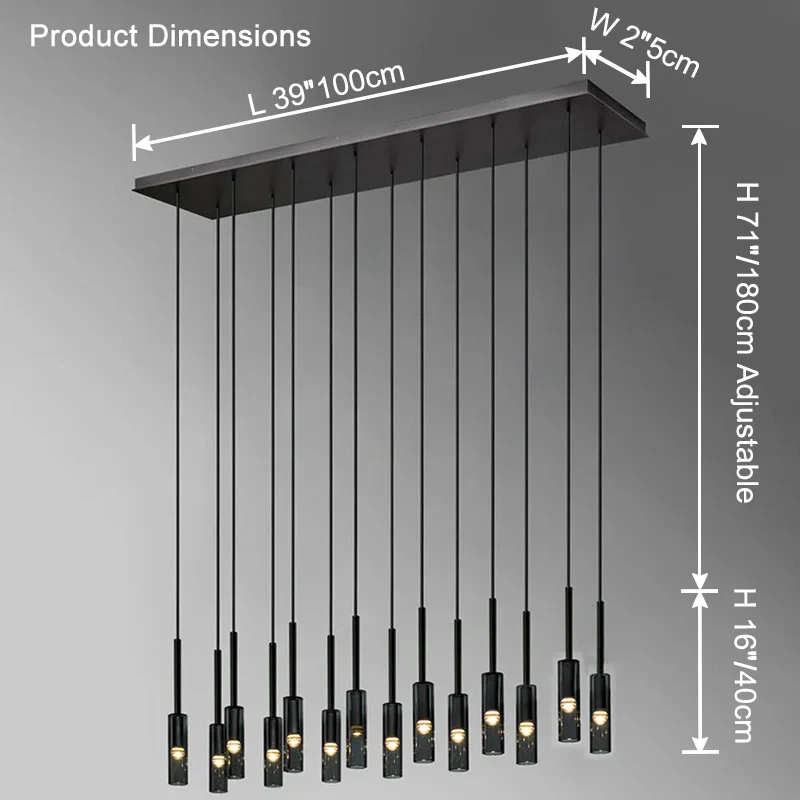 WOMO Cylinder Smoked Glass Kitchen Chandelier-WM2772 - Image 14
