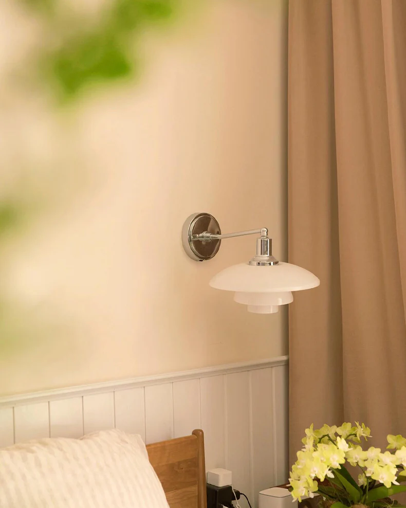 WOMO White Glass Mid Century Modern Wall Sconce-WM6123 - Image 3