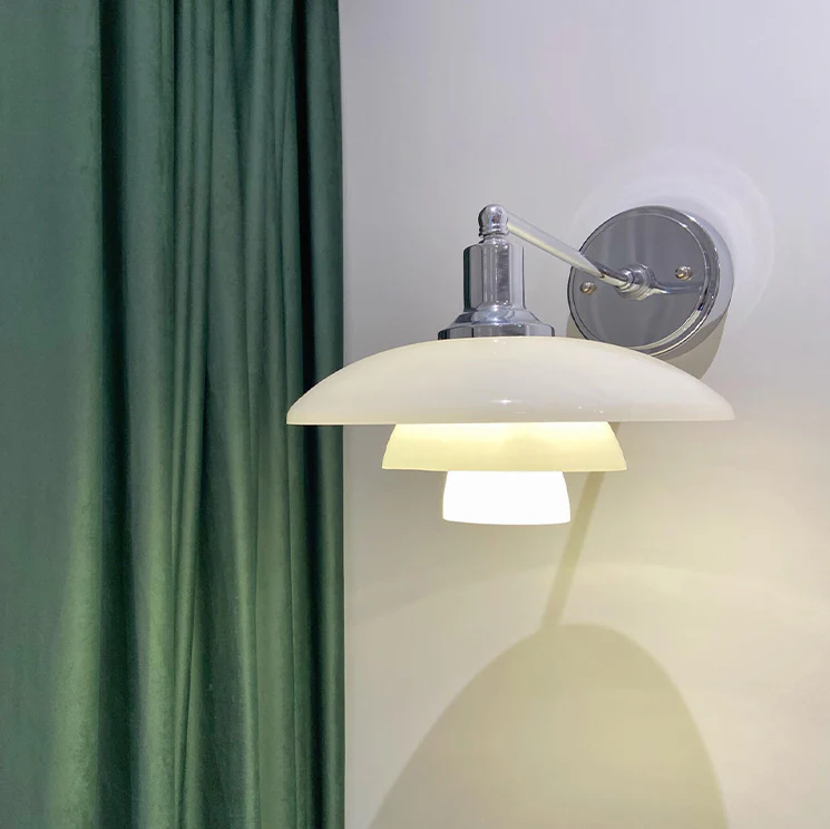 WOMO White Glass Mid Century Modern Wall Sconce-WM6123 - Image 4