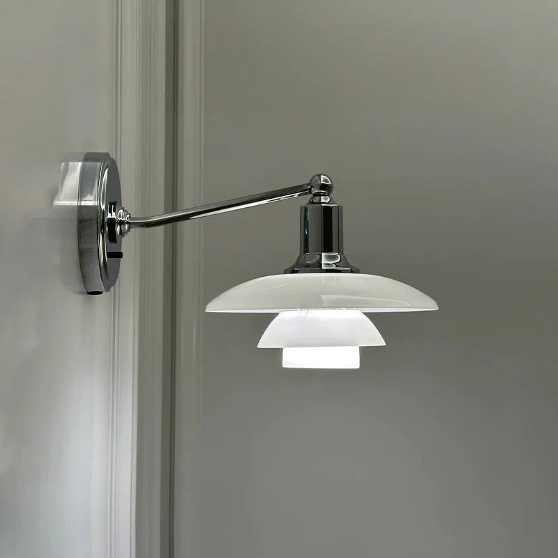 WOMO White Glass Mid Century Modern Wall Sconce-WM6123 - Image 7
