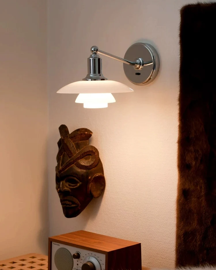 WOMO White Glass Mid Century Modern Wall Sconce-WM6123 - Image 8