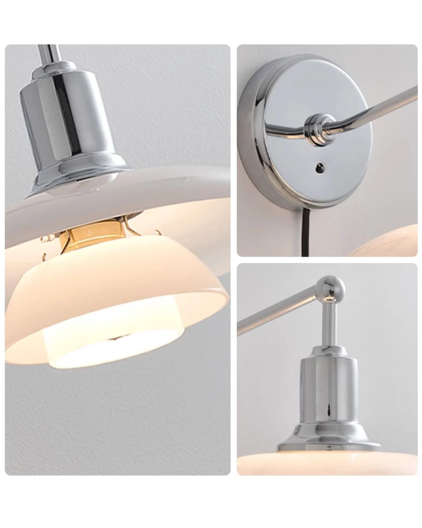 WOMO White Glass Mid Century Modern Wall Sconce-WM6123 - Image 9
