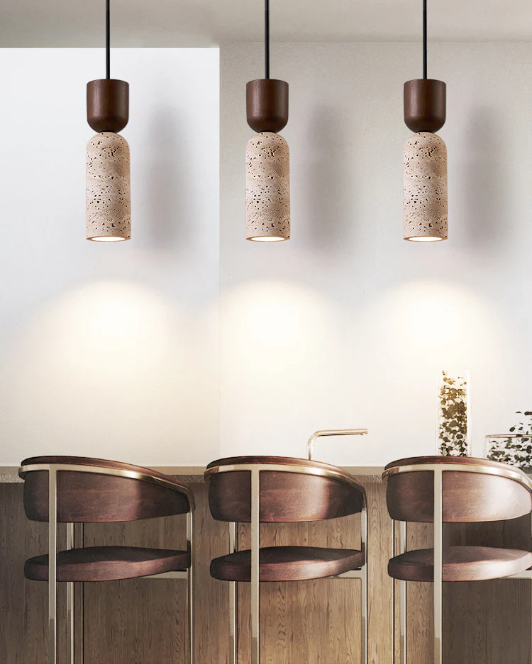 WOMO Dome Wood Travertine Pendant Light-WM3088 - Image 5