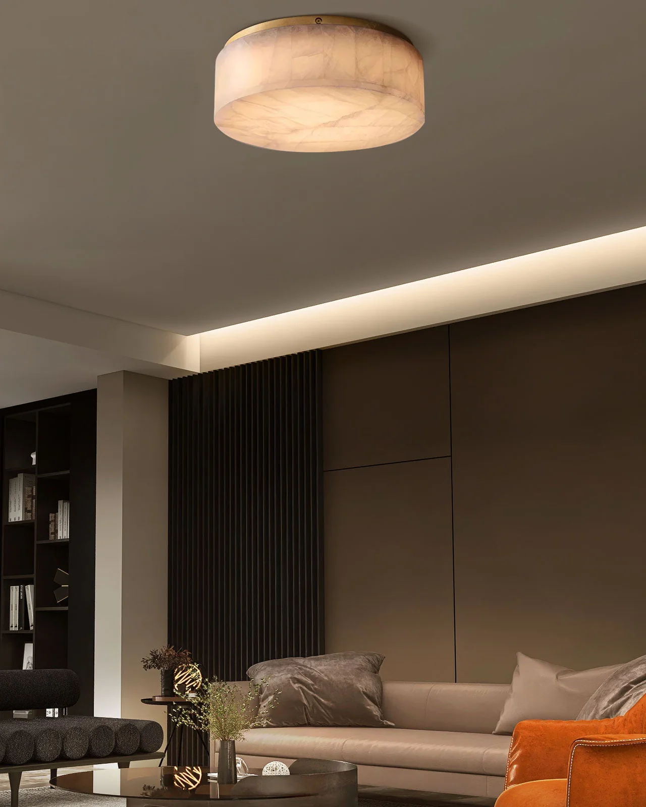 WOMO Drum Alabaster Flush Mount Ceiling Light-WM1143 - Image 6