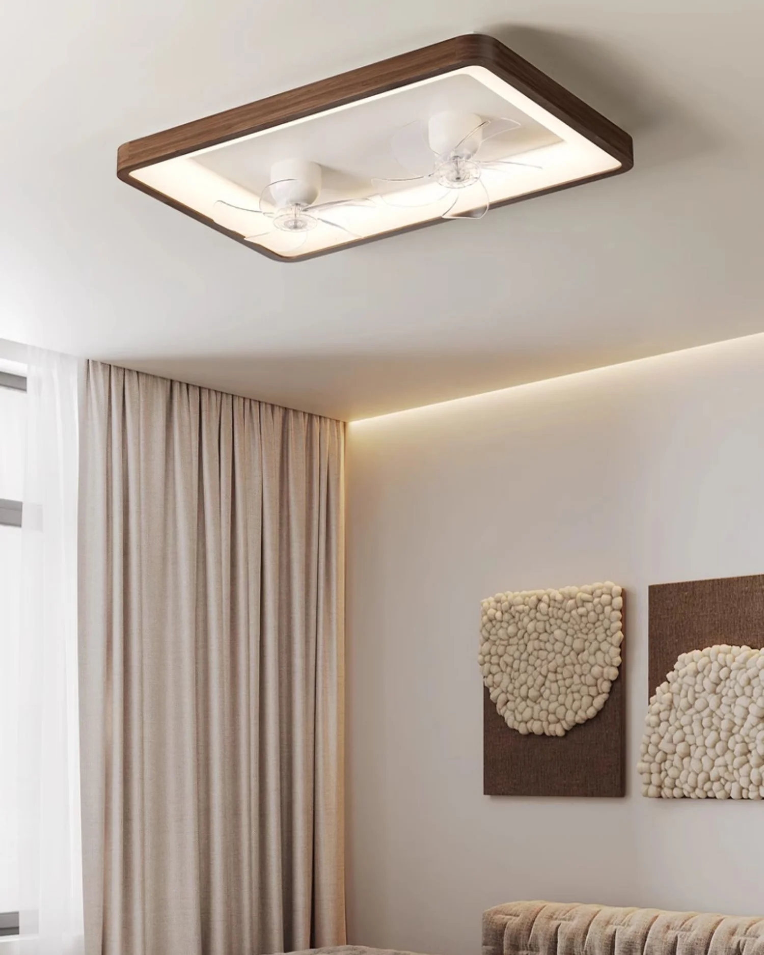 WOMO Dual Retractable Low Profile Ceiling Fan Lamp - WM5273 - Image 2