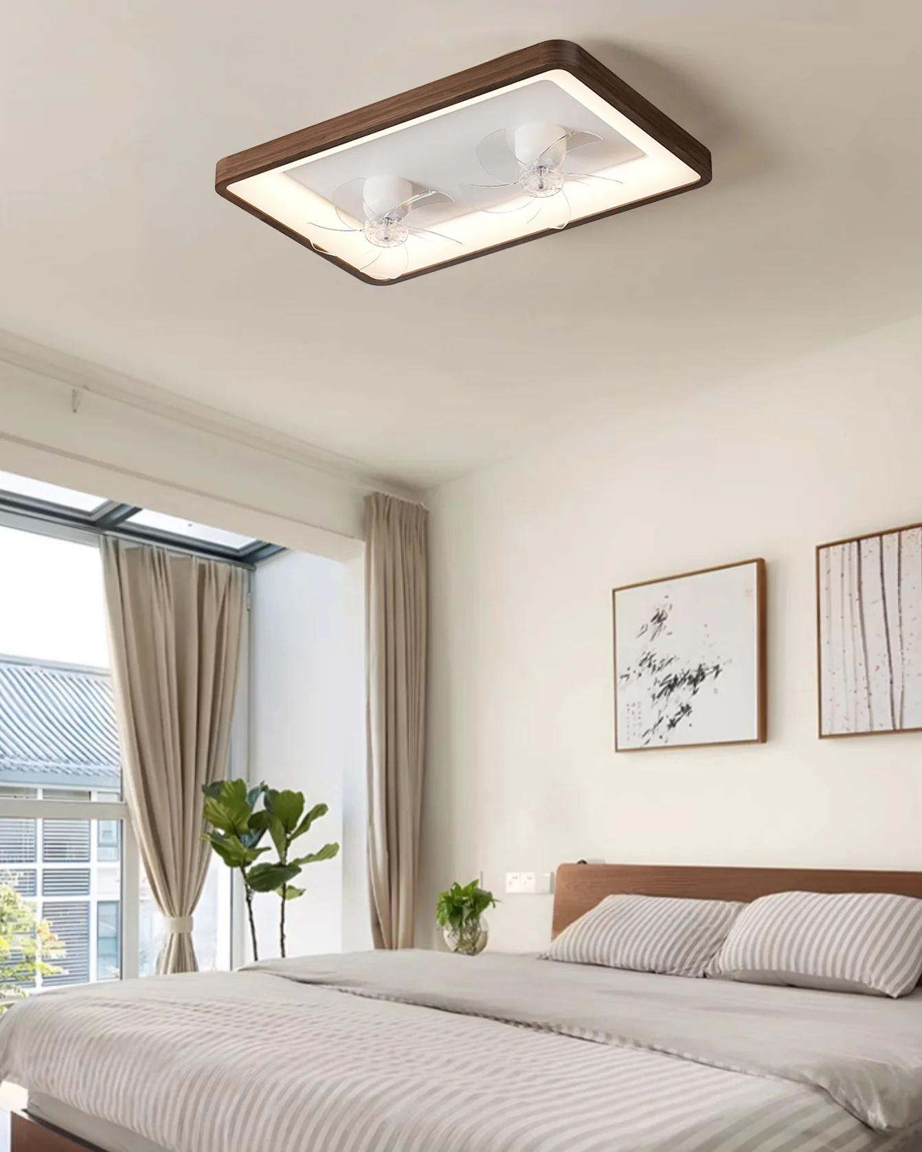 WOMO Dual Retractable Low Profile Ceiling Fan Lamp - WM5273 - Image 3