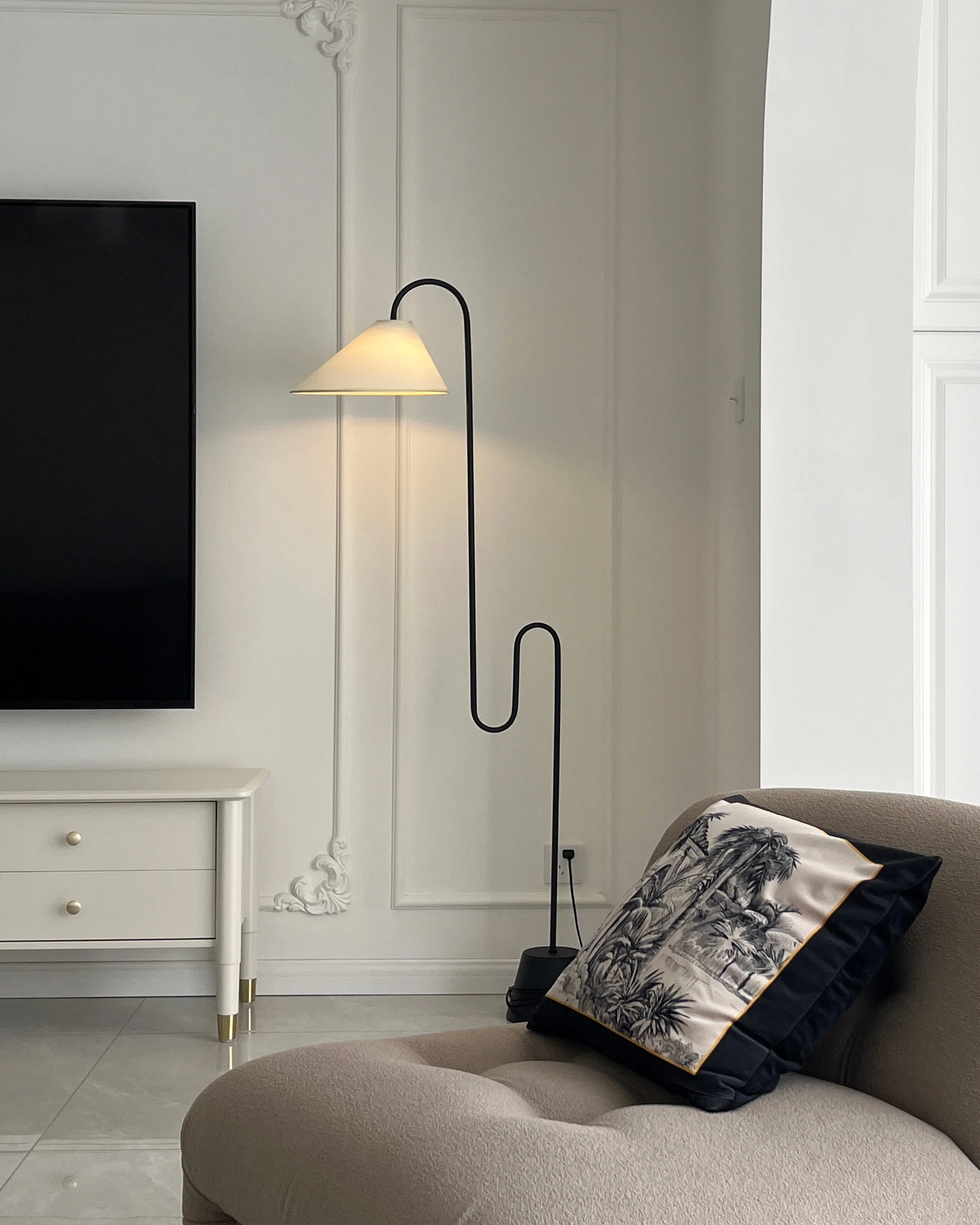 WOMO Fabric Gooseneck Floor Lamp-WM7096 - Image 5