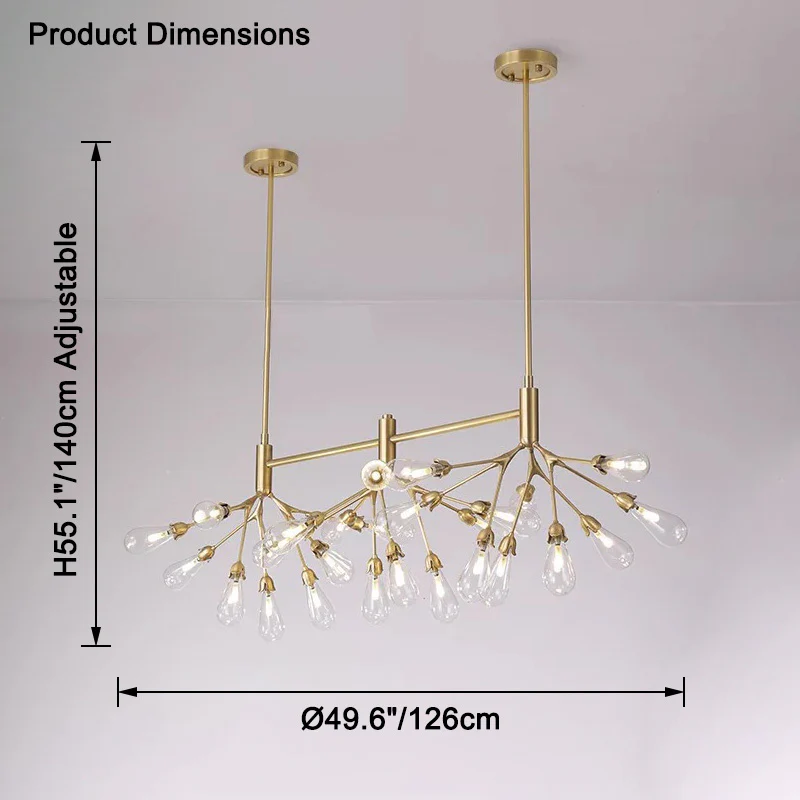 WOMO Firefly Gold Branch Linear Chandelier-WM2553 - Image 11