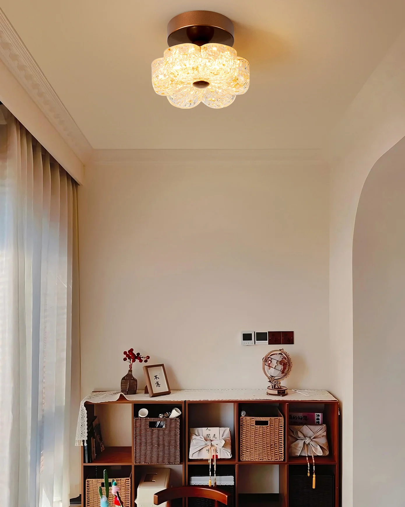 WOMO Flower Hallway Semi Flush Mount Ceiling Light-WM1196 - Image 3