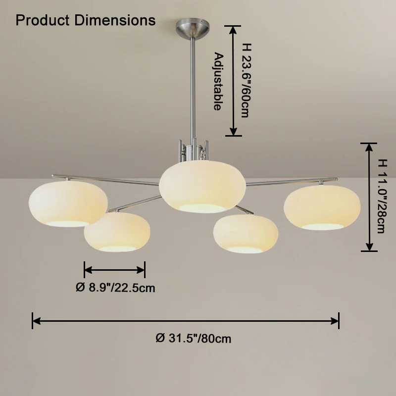 WOMO Frosted Glass Arm Chandelier-WM2797 - Image 11