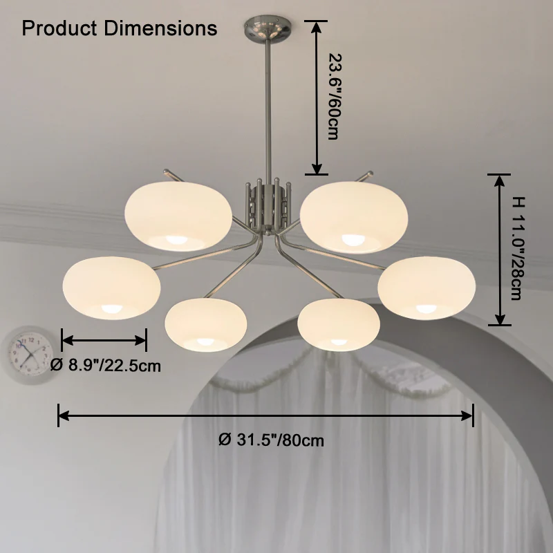 WOMO Frosted Glass Arm Chandelier-WM2797 - Image 13