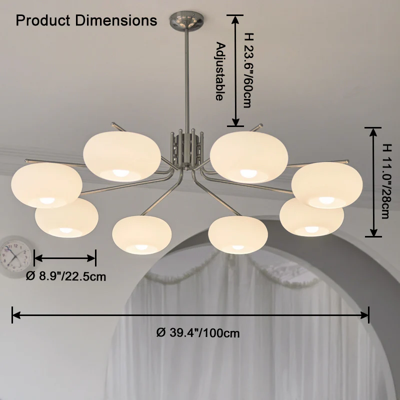 WOMO Frosted Glass Arm Chandelier-WM2797 - Image 15