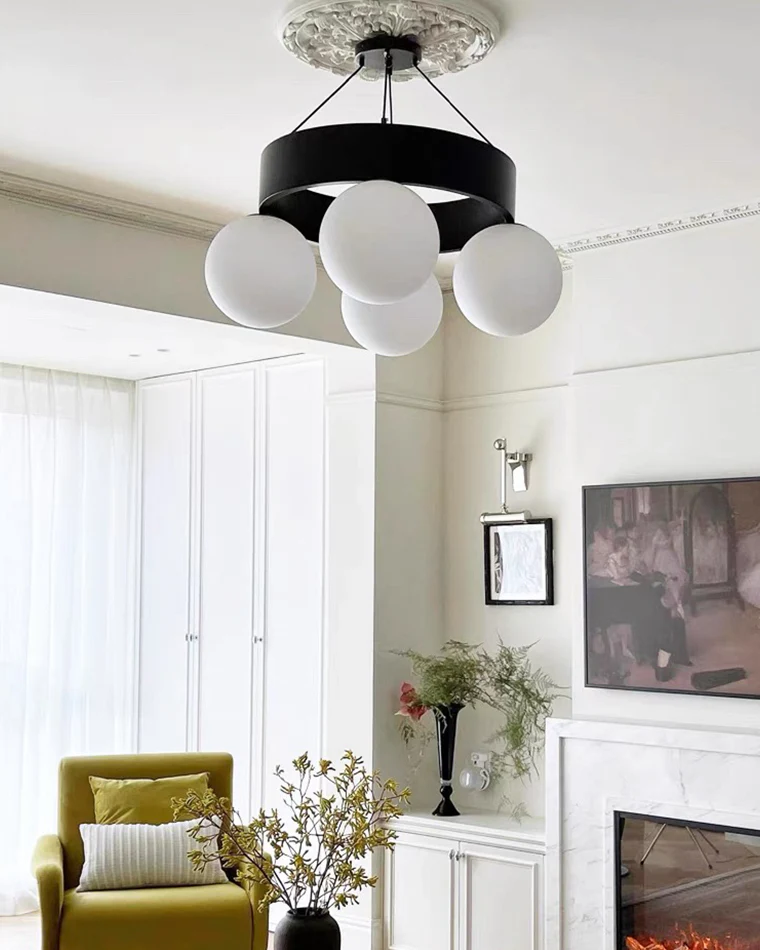 WOMO Round Frosted Glass Globe Chandelier-WM2717 - Image 11
