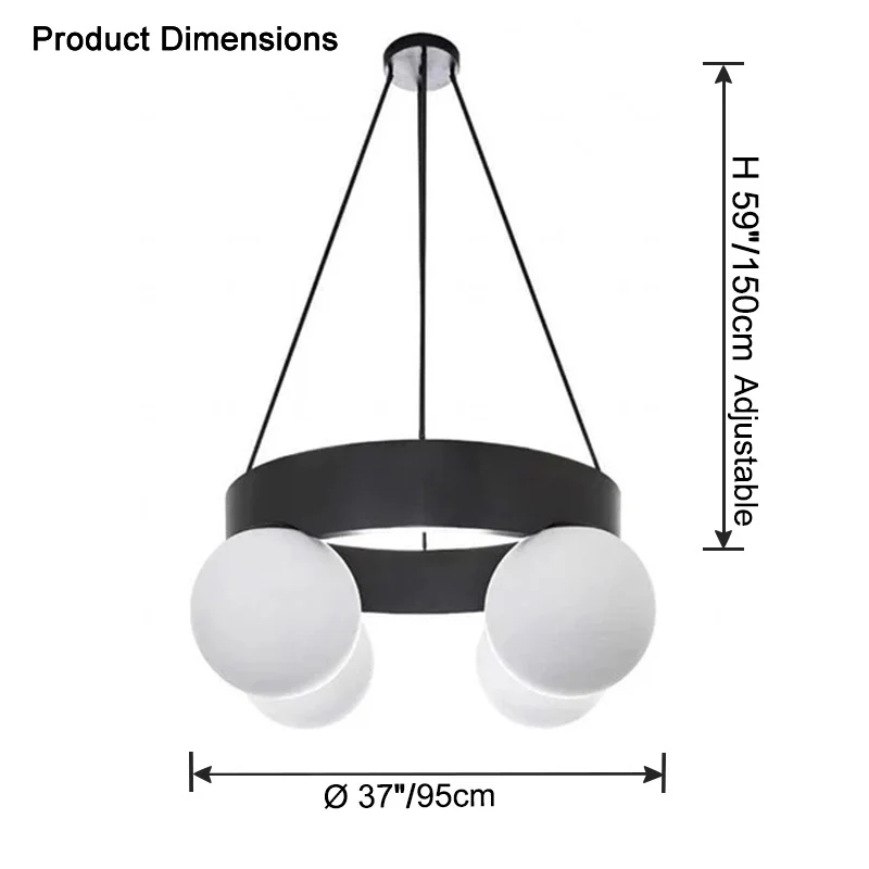 WOMO Round Frosted Glass Globe Chandelier-WM2717 - Image 17