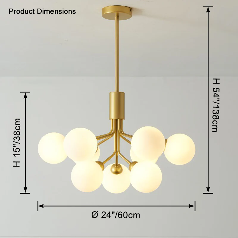 WOMO Frosted Glass Globe Chandelier-WM2915 - Image 13