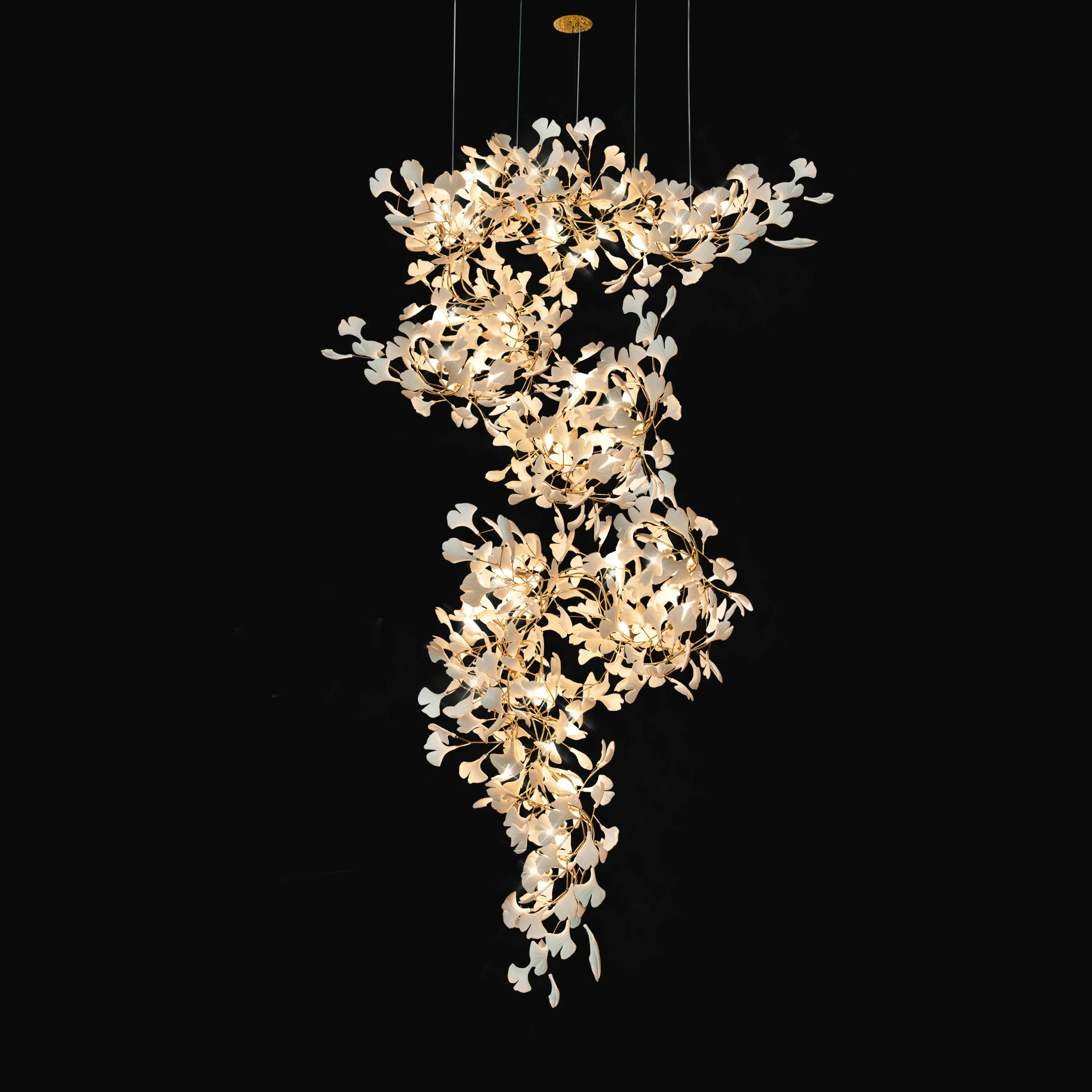 WOMO Ginkgo Long Cascading Foyer Chandelier-WM2206 - Image 20