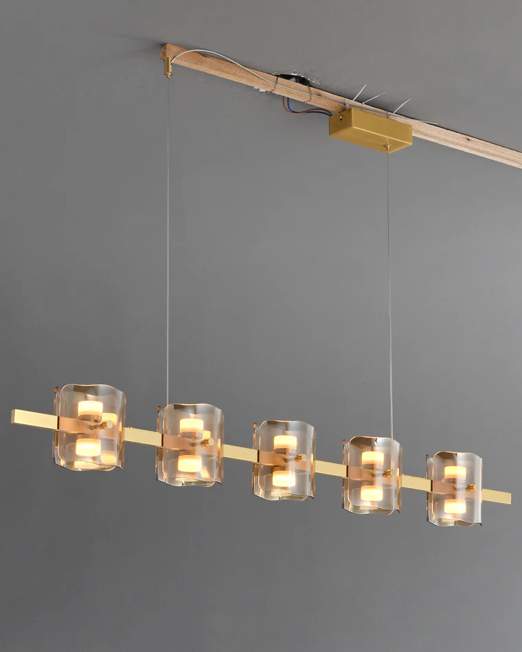 WOMO Glass Brass Linear Chandelier-WM2219B - Image 38