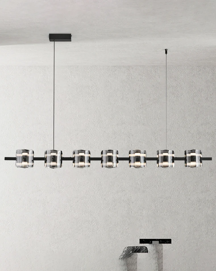 WOMO Glass Brass Linear Chandelier-WM2219B - Image 4