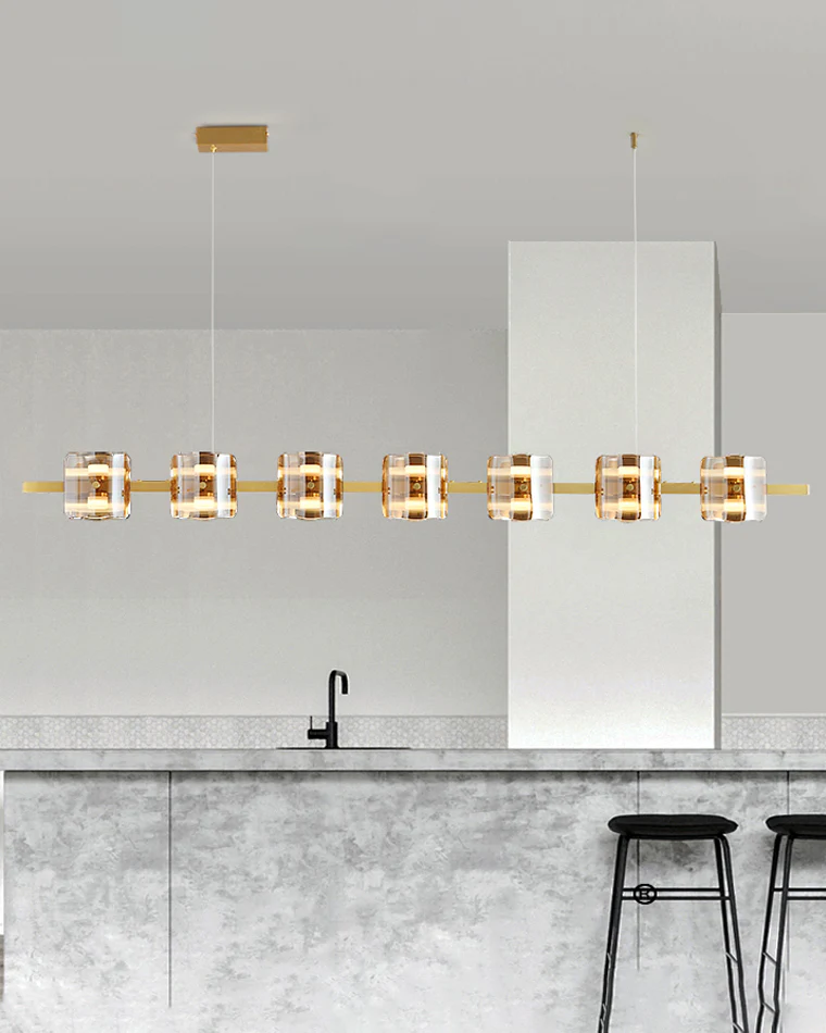 WOMO Glass Brass Linear Chandelier-WM2219B - Image 7