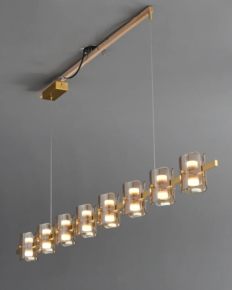 WOMO Glass Brass Linear Chandelier-WM2219B - Image 9