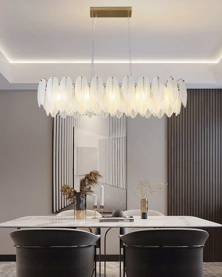 WOMO Frosted Glass Feather Chandelier-WM2196 - Image 10