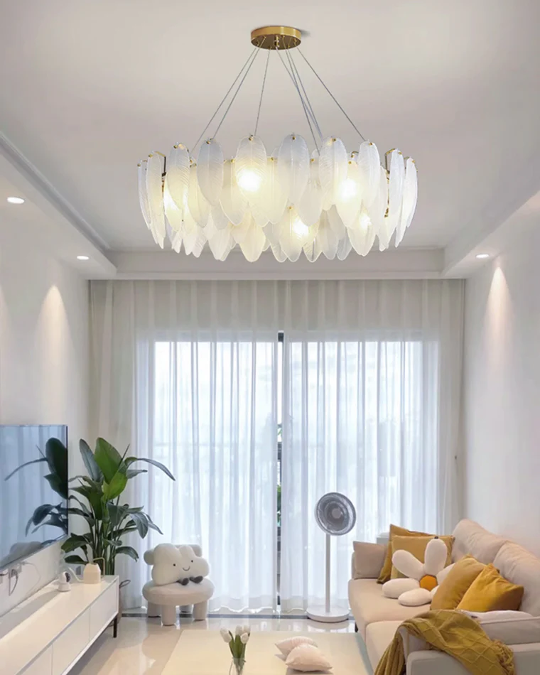 WOMO Frosted Glass Feather Chandelier-WM2196 - Image 12