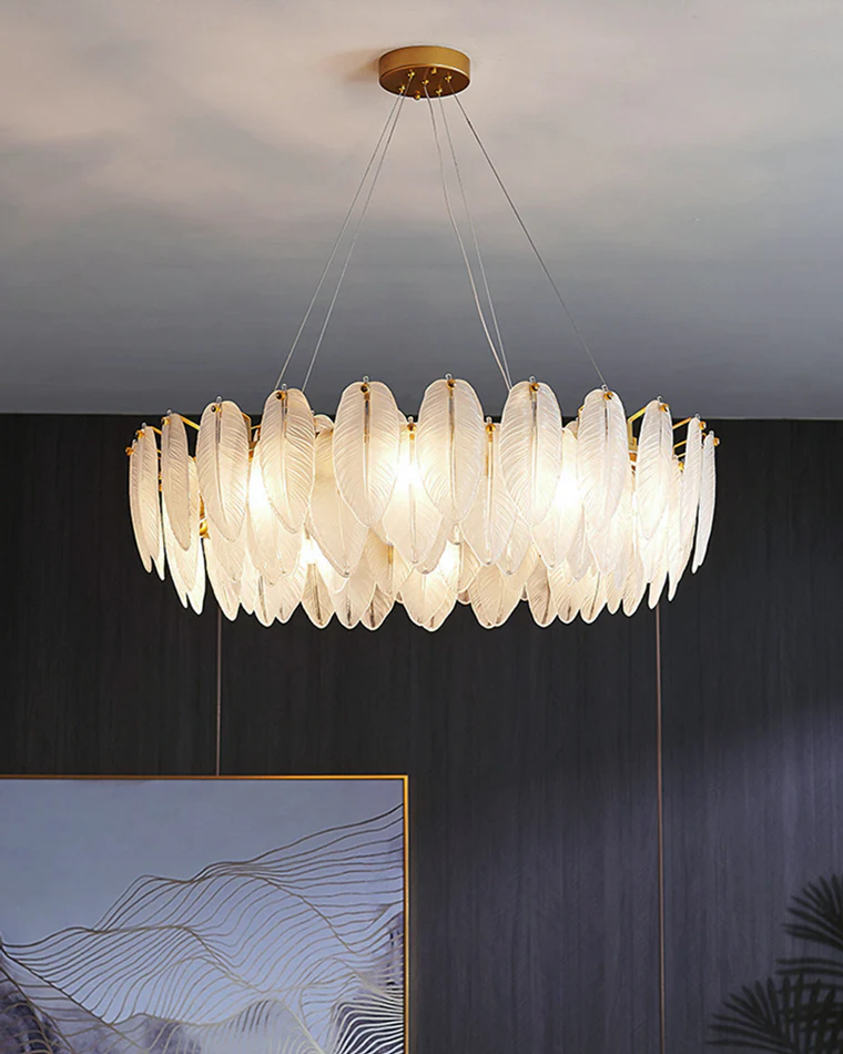 WOMO Frosted Glass Feather Chandelier-WM2196 - Image 14