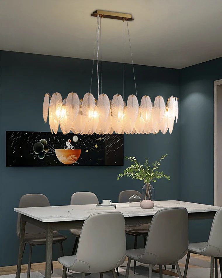WOMO Frosted Glass Feather Chandelier-WM2196 - Image 21