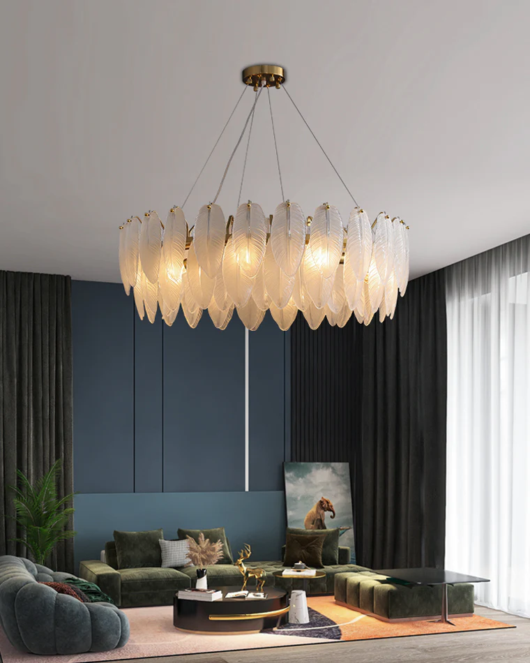 WOMO Frosted Glass Feather Chandelier-WM2196 - Image 24