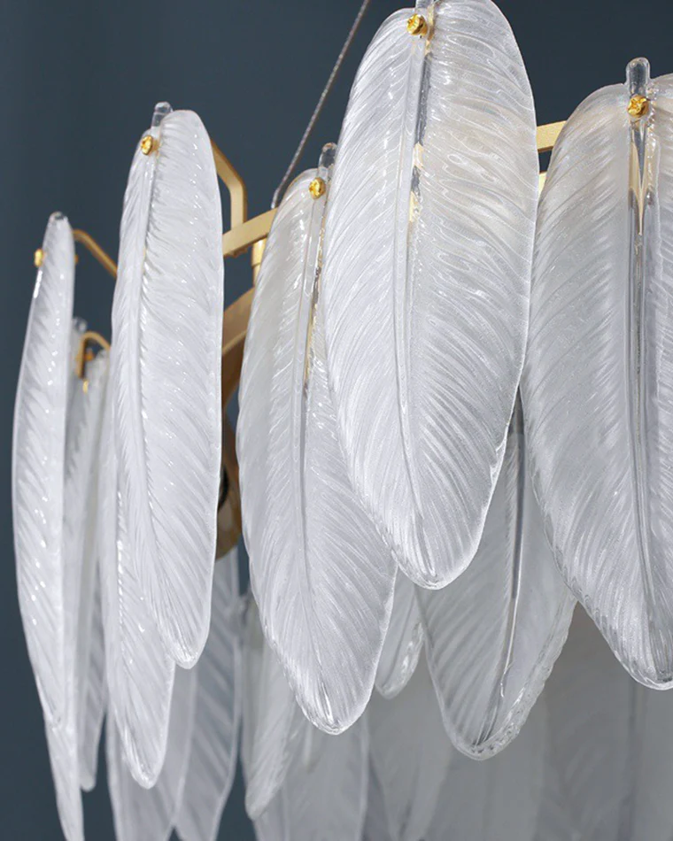 WOMO Frosted Glass Feather Chandelier-WM2196 - Image 27