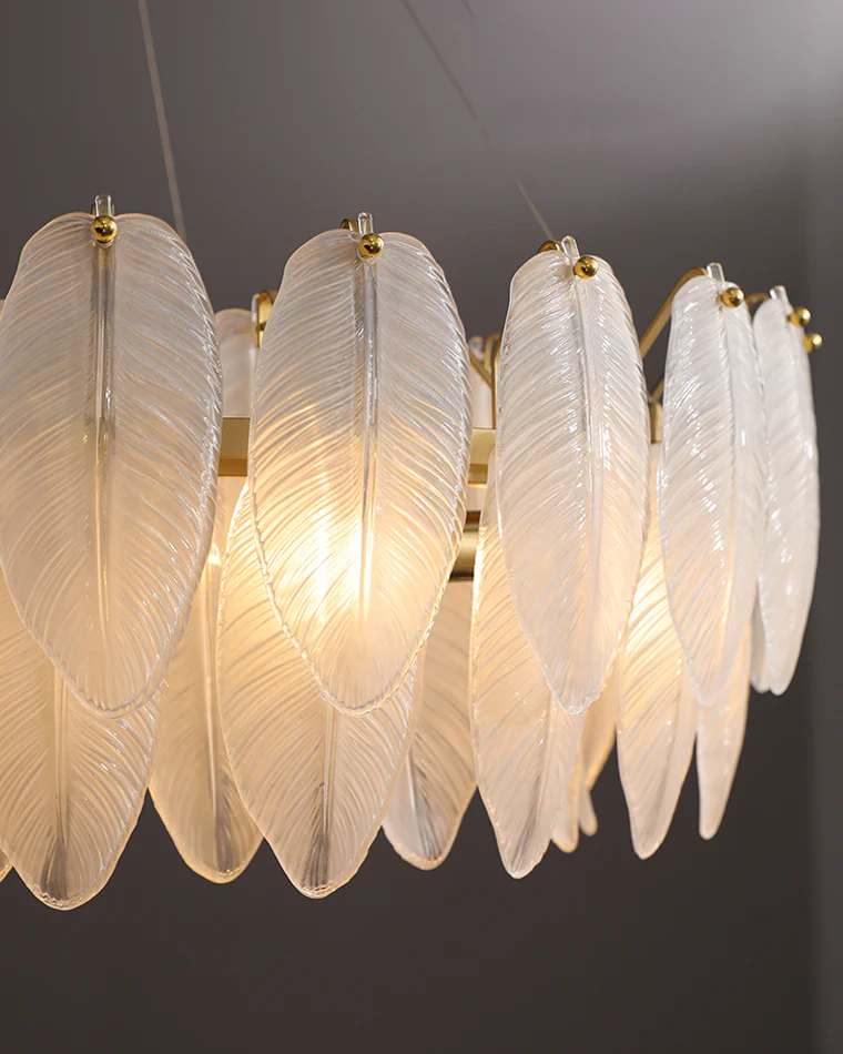 WOMO Frosted Glass Feather Chandelier-WM2196 - Image 30