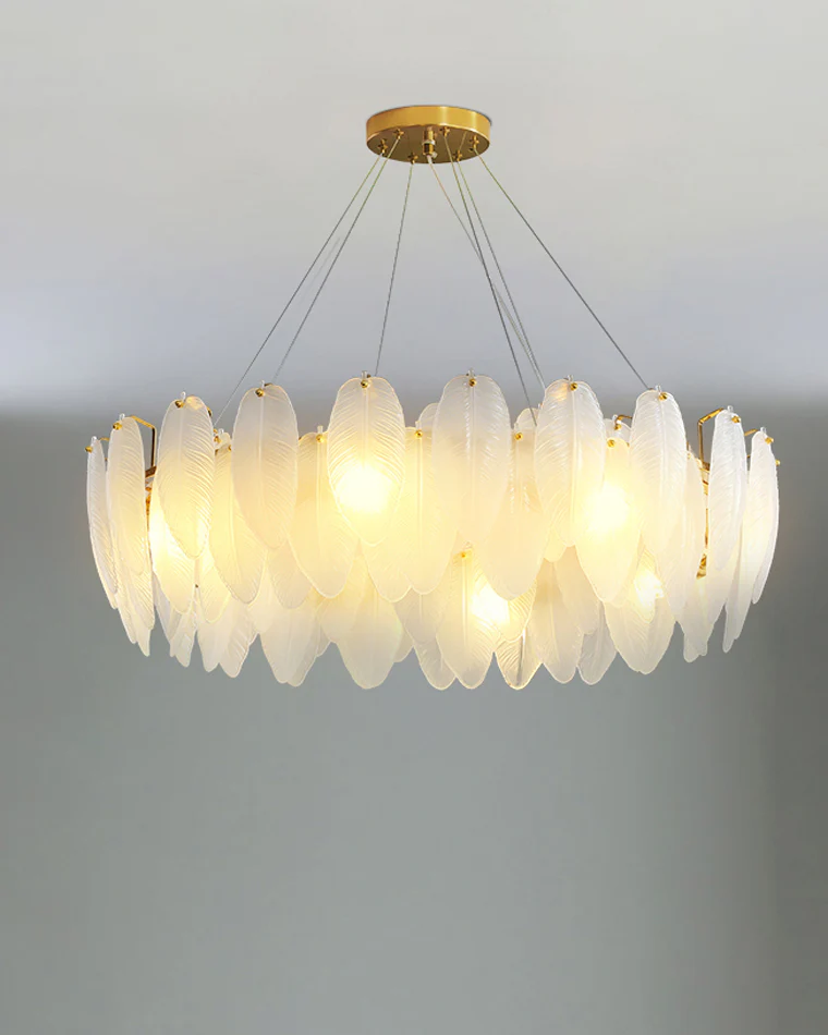 WOMO Frosted Glass Feather Chandelier-WM2196 - Image 34