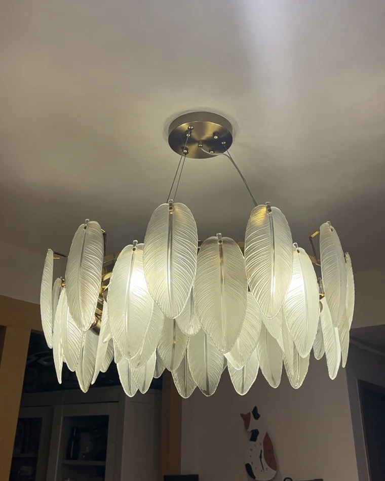 WOMO Frosted Glass Feather Chandelier-WM2196 - Image 51