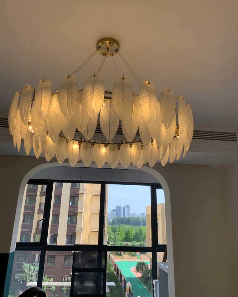 WOMO Frosted Glass Feather Chandelier-WM2196 - Image 53