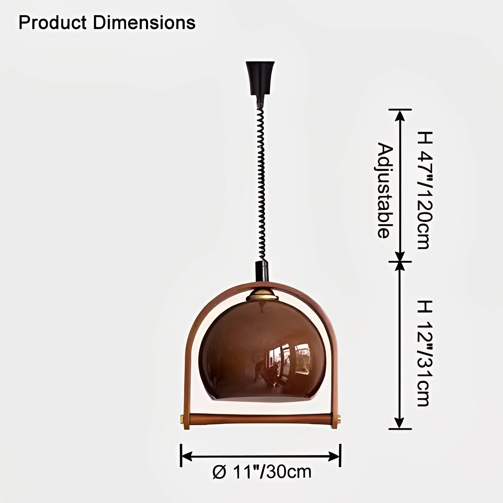 WOMO Dome Glass Rise Fall Pendant Light-WM2934 - Image 11
