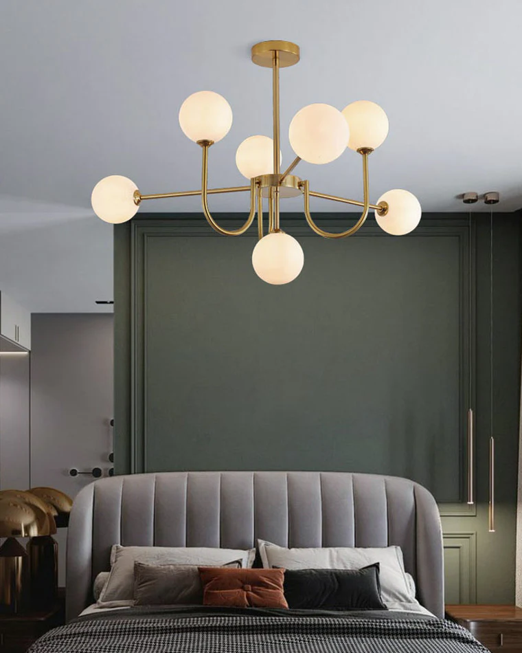 WOMO Glass Globe Brass Arm Chandelier-WM2255 - Image 10