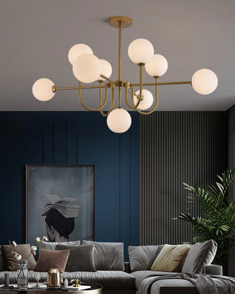 WOMO Glass Globe Brass Arm Chandelier-WM2255 - Image 14
