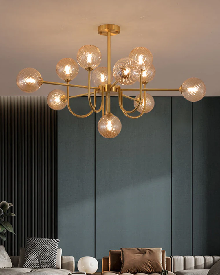 WOMO Glass Globe Brass Arm Chandelier-WM2255 - Image 16