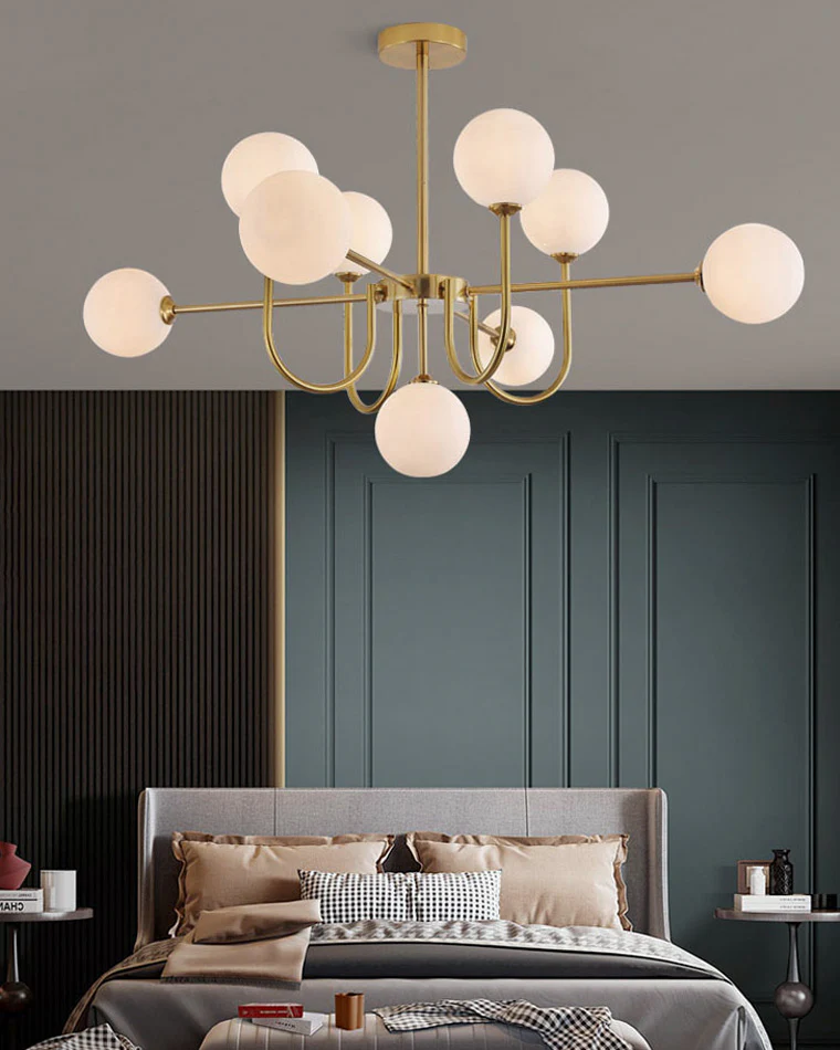 WOMO Glass Globe Brass Arm Chandelier-WM2255 - Image 2