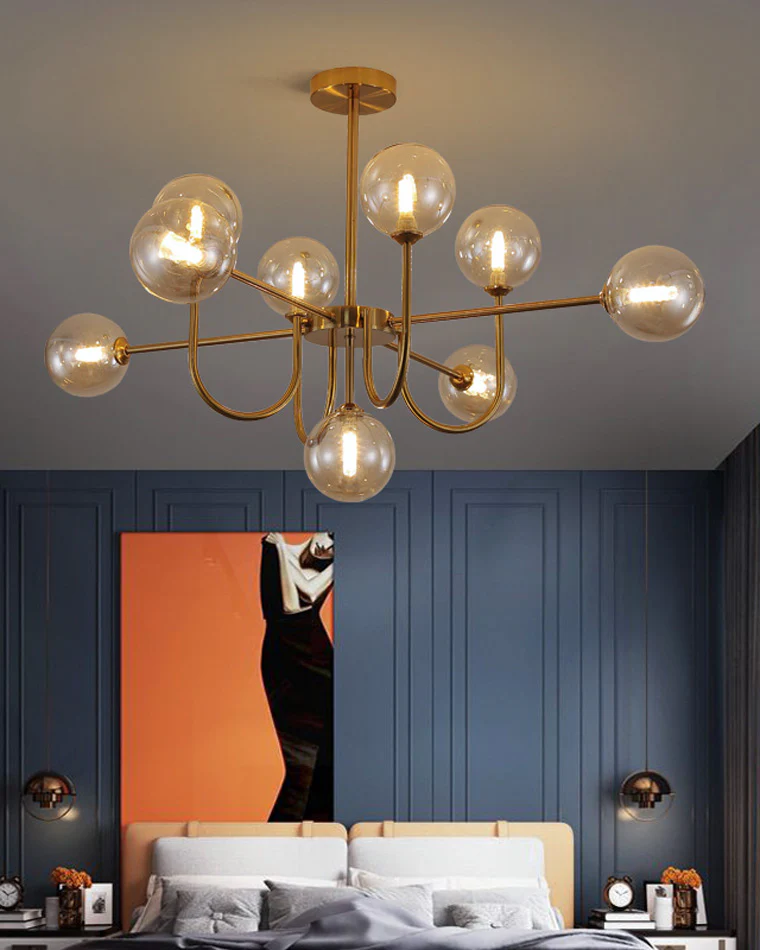 WOMO Glass Globe Brass Arm Chandelier-WM2255 - Image 22