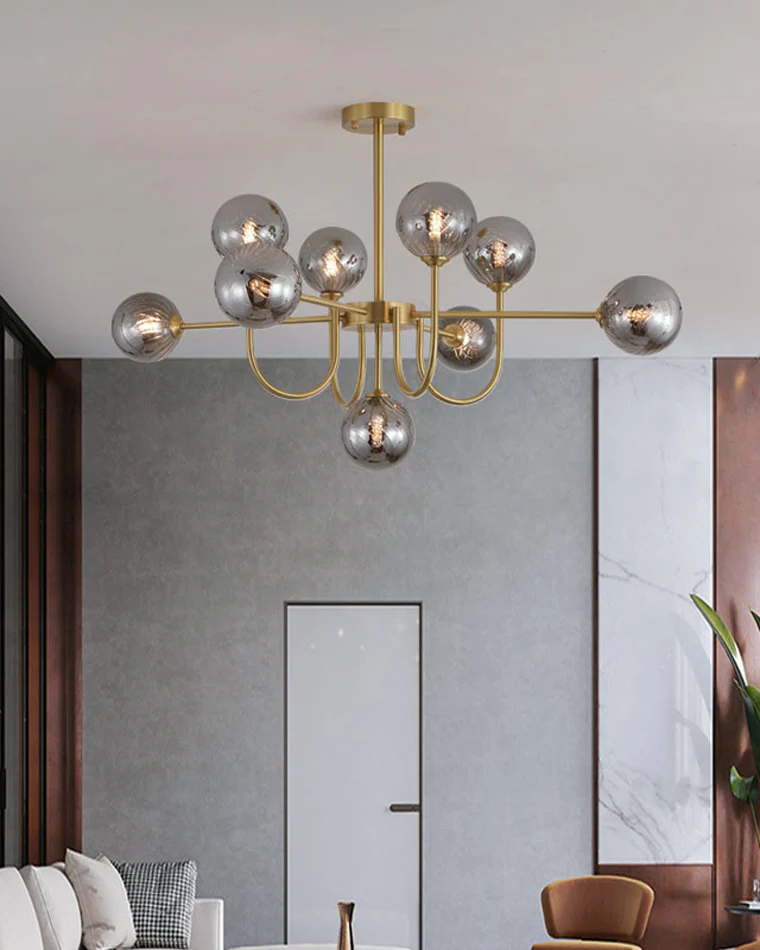 WOMO Glass Globe Brass Arm Chandelier-WM2255 - Image 25
