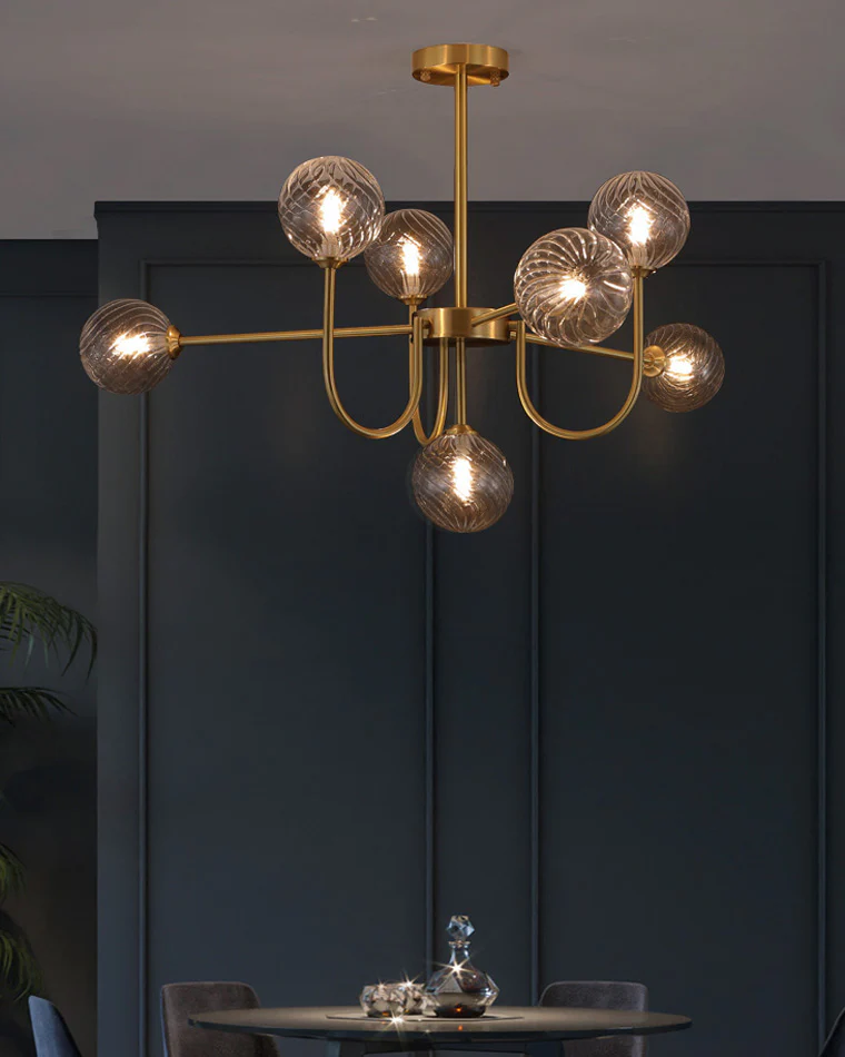 WOMO Glass Globe Brass Arm Chandelier-WM2255 - Image 3